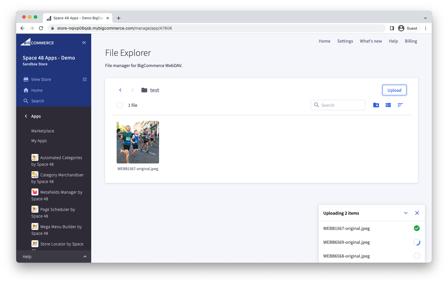 Two files uploading to a folder in File Explorer